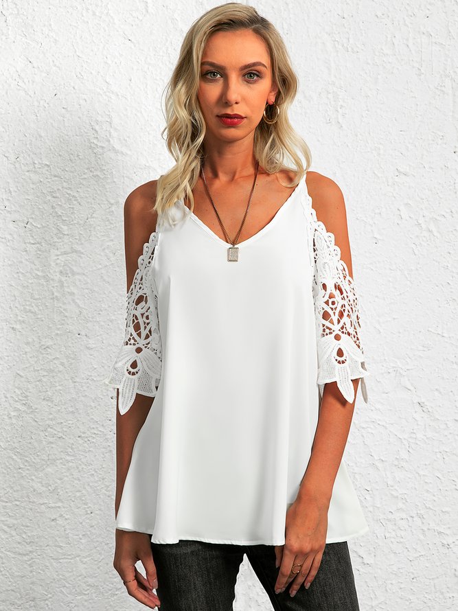 Casual V Neck Half Sleeve Top