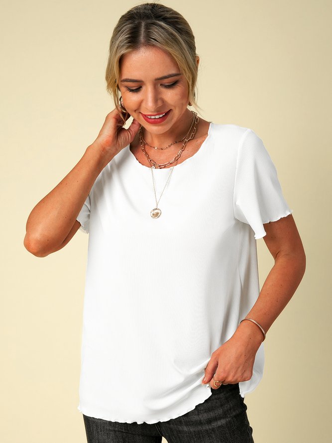 Casual Regular Fit Cotton Blends T-shirt