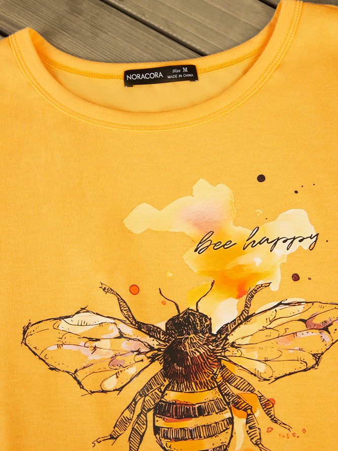 Casual Regular Fit Cotton Blends T-shirt