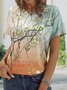 Crew Neck Fit Floral Casual T-Shirts