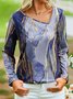 Women Summer Gradient Pattern Casual Irregular Craftsmanship Daily Asymmetrical Fit Cotton-Blend H-Line T-shirt