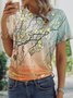Crew Neck Fit Floral Casual T-Shirts
