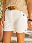 Cotton Buttoned Solid Shorts