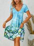 Casual Floral Loosen Short Sleeve Knit Dress