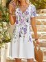 Butterfly Floral Casual Short Sleeve A-line Dress