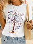 Casual Crew Neck Butterfly Printed Short Sleeves T-Shirt T-shirt