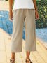 Solid Pockets Cotton Pants