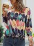Crew Neck Jersey Geometric Loose T-shirt