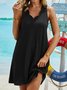 Solid Casual V Neck Shorts