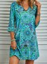 Polyester Fibre Loose V Neck Floral Shorts