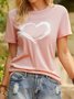Vintage Short Sleeve Love Heart Printed Casual Top