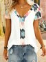 Casual Printed V Neck Short Sleeve Top