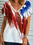Striped Casual V Neck T-shirt
