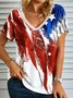 Striped Casual V Neck T-shirt
