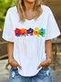 Women Floral Summer Casual V neck Lightweight Short sleeve Loose Cotton H-Line Top