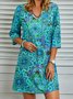 Polyester Fibre Loose V Neck Floral Shorts