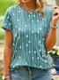 Striped Summer Casual Micro-Elasticity Standard Fit Regular H-Line Regular Size T-shirt for Women