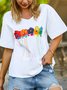 Women Floral Summer Casual V neck Lightweight Short sleeve Loose Cotton H-Line Top