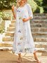 Casual Butterfly Sleeveless Round Neck Printed Dress With Three Quarter Coats