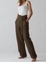 Casual Linen & Cotton Bottoms With Belt