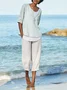 Solid Linen Loosen Linen & Cotton Bottoms