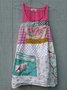 Round Neck Geometric Linen Maxi Weaving Dress