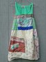 Round Neck Geometric Linen Maxi Weaving Dress