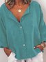 Solid Cotton Blends Blouses
