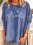 Casual Round Neck Cotton Blends Causal Top