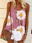 Round Neck Cotton Blends Casual Tank & Cami
