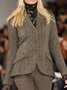 Brown Vintage Casual Cotton Lapel Daily Office & Career Winter Fall Jacket