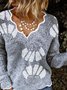 Floral Casual Wool/knitting Sweaters With Necklace