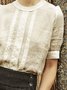 Cotton Blends Half Sleeve Solid Round Neck Blouses