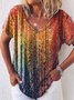 Ombre Loosen V Neck T-shirt