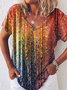 Ombre Loosen V Neck T-shirt