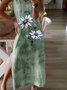 Round Neck Loosen Floral Knitting Dress