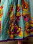 Cotton Blends V Neck Floral Weaving Dress