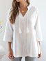 Notched Cotton Vacation Blouses