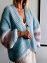 Cotton Blends Striped Vacation Loosen Cardigans