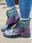 Pu Leather Chunky Heel Combat Boots