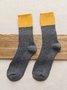 Simple Color Matching Wool Knit Socks