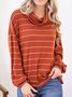 Striped Casual Cowl Neck Top