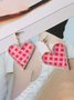 Printed Leather Heart-Shaped Rhinestone Earrings