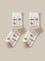 Retro Bear Heart Cotton Warm Socks 5 Piece Set