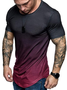 Short Sleeve Cotton Blends Ombre Casual Men-T-Shirts