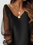 Casual V Neck Cotton Blends Top