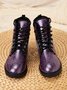 Chunky Heel Pu Leather Combat Boots