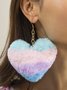 Rainbow Color Plush Love Earrings