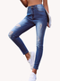 Casual Tight Color Block Denim&jeans