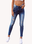 Casual Tight Color Block Denim&jeans